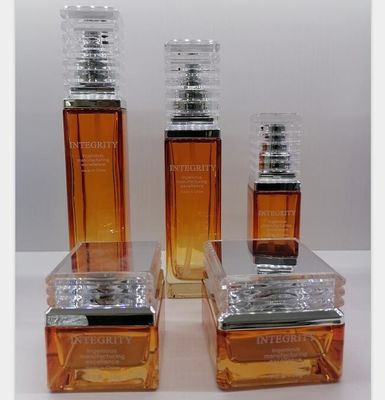 Garrafas de vidro Amber Cream Jars Skin Care da loção do quadrado que empacota o OEM