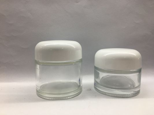 Frasco cosmético de vidro de Skincare 50g 70g do creme que empacota o OEM em volta do produto de vidro superior do OEM da parte alta do tampão