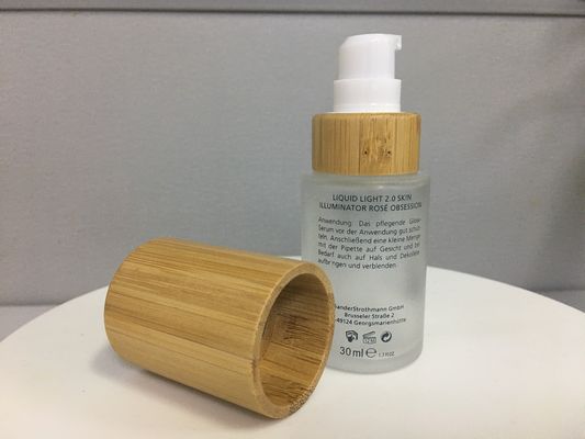 Garrafa de empacotamento cosmética de bambu da bomba da loção do vidro do cilindro do GV MSDS