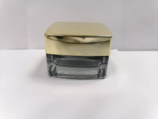 Frascos cosméticos dos frascos 30g 50g de Grey Color Lacquering Glass Skincare com tampas do ouro
