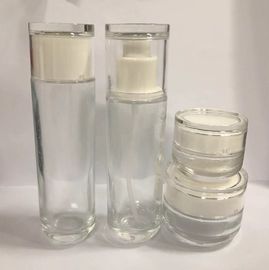 Garrafas cosméticas de vidro recicladas círculo Skincare do frasco e da loção que empacota a pintura e o Silkscreen do OEM para a composição