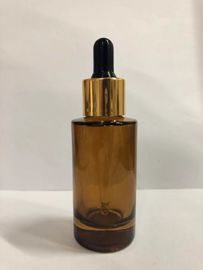 garrafa de óleo essencial cosmética de vidro ambarina da garrafa do conta-gotas 30ml com o OEM do colar de Alumite