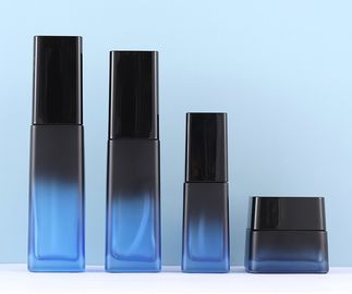 Recipientes de vidro de empacotamento dos cuidados com a pele do frasco do creme da garrafa da loção do cosmético com tampão preto