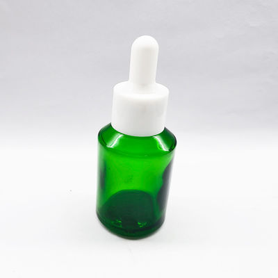 Conta-gotas plástico de inclinação essencial verde do tampão da garrafa do ombro do óleo 30ml