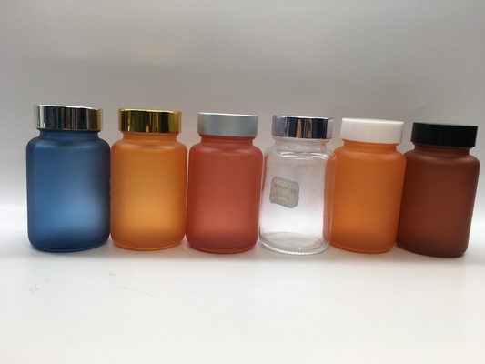 A garrafa de vidro geada translúcida da cápsula galvaniza MSDS para drogas