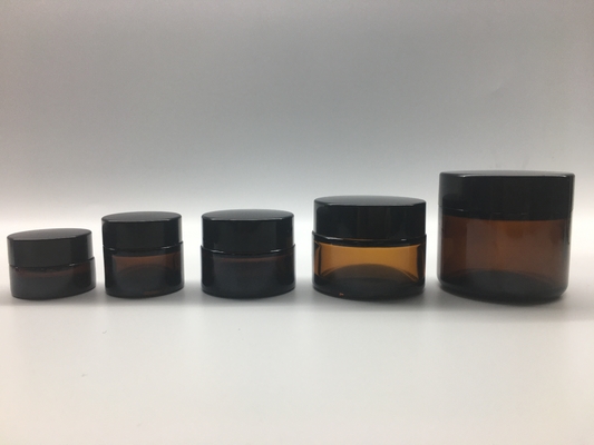 Tampão plástico reto geado da forma redonda de Amber Glass Cosmetic Jars 5g 10g 120g