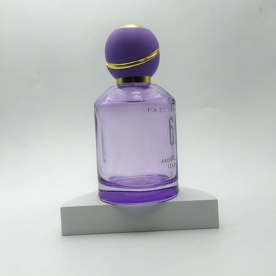Botão de perfume de forma redonda roxo de 100 ml com tampa redonda