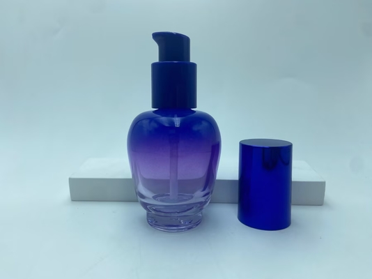Garrafa de loção de vidro 30ml garrafa de soro de gradiente azul com bomba de óleo garrafa de bomba garrafa cosmética garrafa OEM
