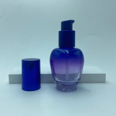 Garrafa de loção de vidro 30ml garrafa de soro de gradiente azul com bomba de óleo garrafa de bomba garrafa cosmética garrafa OEM