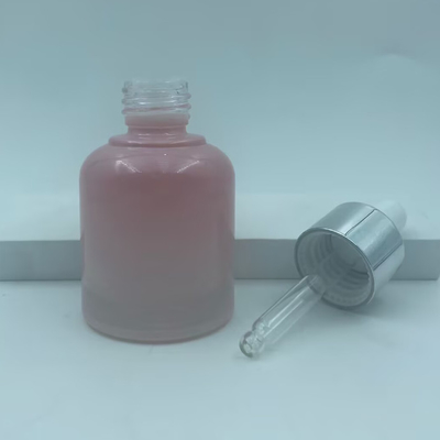 2025 Garrafa de vidro cor-de-rosa reciclável para gotas de óleo Garrafas com colarinho de prata Luxury Wholesale 30ml