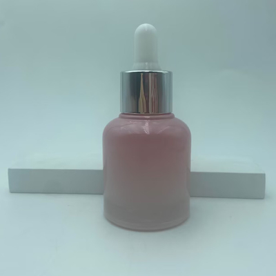 2025 Garrafa de vidro cor-de-rosa reciclável para gotas de óleo Garrafas com colarinho de prata Luxury Wholesale 30ml