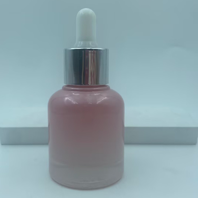 2025 Garrafa de vidro cor-de-rosa reciclável para gotas de óleo Garrafas com colarinho de prata Luxury Wholesale 30ml