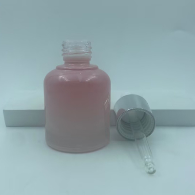 2025 Garrafa de vidro cor-de-rosa reciclável para gotas de óleo Garrafas com colarinho de prata Luxury Wholesale 30ml
