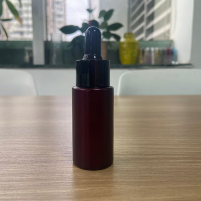 15ml garrafa de óleo essencial vermelho escuro garrafa de gotas de vidro embalagem cosmética para óleo de soro logotipo personalizado e pintura OEM