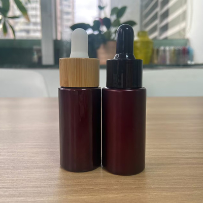 15ml garrafa de óleo essencial vermelho escuro garrafa de gotas de vidro embalagem cosmética para óleo de soro logotipo personalizado e pintura OEM