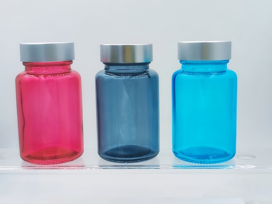 Frasco de cápsula de vidro de 100ml, frasco de suplemento capilar, cápsula redonda de vidro para soro para os olhos e soro facial OEM