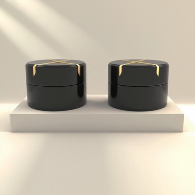 Fábrica-Direta 30ml 50ml 100ml 120ml vidro cosmético preto de luxo redondo bomba de loção garrafa e frasco conjunto-OEM