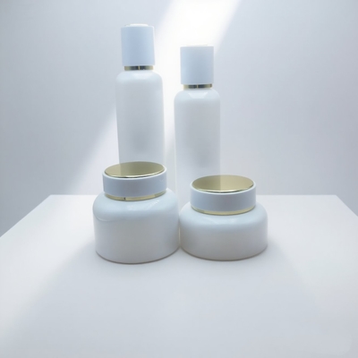 Preço de Fábrica 50ml 100ml 120ml Embalagem de Loção de Vidro Frasco de Vidro com Bomba de Loção Vazio Branco Conjunto para Cuidados com a Pele e Corpo