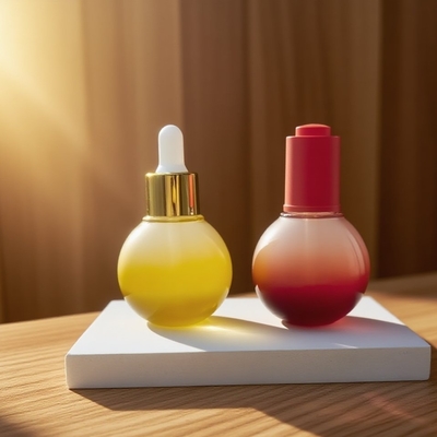 Frasco de soro de vidro de 30ml com gradiente personalizado para cuidados com a pele com conta-gotas de umidade facial - Embalagem cosmética