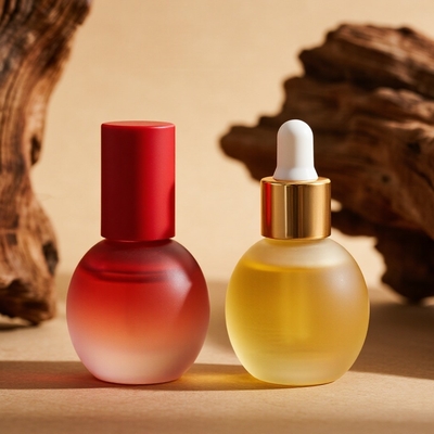 Frasco de soro de vidro de 30ml com gradiente personalizado para cuidados com a pele com conta-gotas de umidade facial - Embalagem cosmética