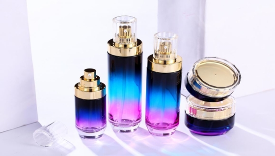cor roxa de empacotamento cosmética do inclinação do vidro de garrafa da bomba 40ml