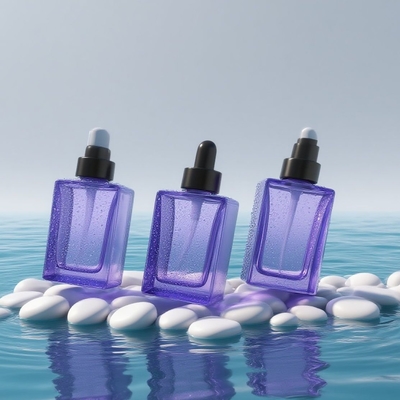 Frasco de soro de olho de vidro quadrado de 30 ml personalizável com gotinha para soro cosmético - reciclável