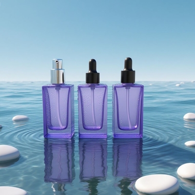Frasco de soro de olho de vidro quadrado de 30 ml personalizável com gotinha para soro cosmético - reciclável