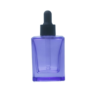 Frasco de soro de olho de vidro quadrado de 30 ml personalizável com gotinha para soro cosmético - reciclável