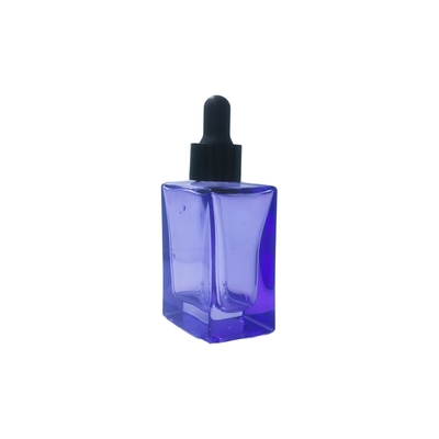 Frasco de soro de olho de vidro quadrado de 30 ml personalizável com gotinha para soro cosmético - reciclável