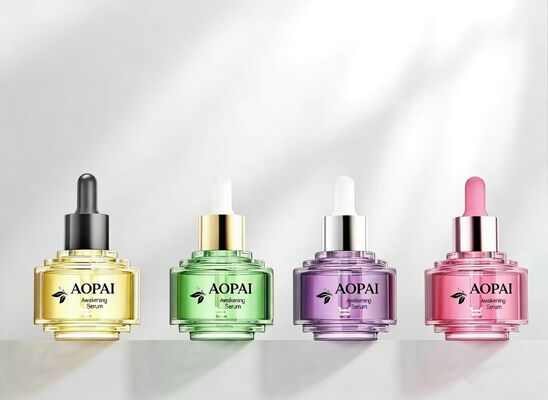 Frasco conta-gotas de vidro luxuoso de dois tons de 30ml, novo design elegante e sofisticado para frasco de óleo de essência para cuidados com a pele