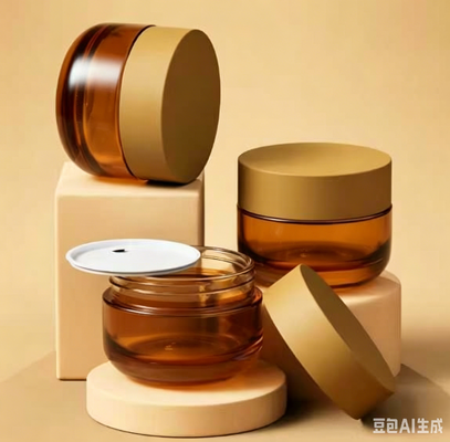 Garra de vidro de âmbar de luxo cosmético com tampa e tampa de fundo espessa de PP