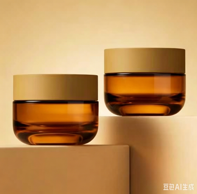 Garra de vidro de âmbar de luxo cosmético com tampa e tampa de fundo espessa de PP