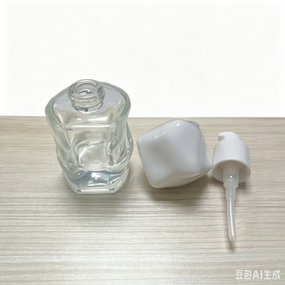 Conjunto de frascos de vidro cosmético com base para sérum de cuidados com a pele, frascos de loção pressurizada com tampa spray, pulverizador de bomba