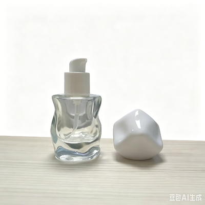 Conjunto de frascos de vidro cosmético com base para sérum de cuidados com a pele, frascos de loção pressurizada com tampa spray, pulverizador de bomba