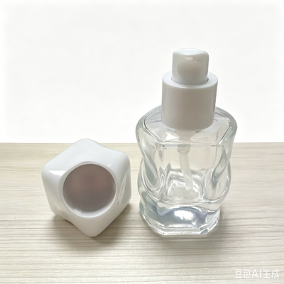 Conjunto de frascos de vidro cosmético com base para sérum de cuidados com a pele, frascos de loção pressurizada com tampa spray, pulverizador de bomba