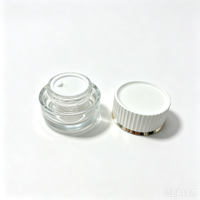 Frasco de vidro de luxo 30g e 50g com bordas verticais de chapéu branco ouro anel decorativo para creme facial recipiente de cuidados com a pele