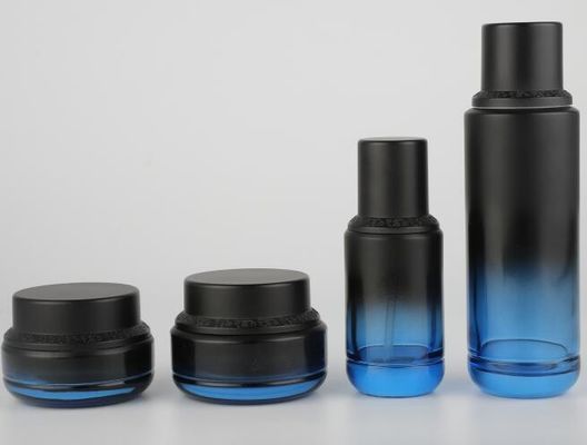 Recipientes de vidro de empacotamento dos cuidados com a pele do frasco do creme da garrafa da loção do cosmético com tampão preto